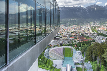 The Bergisel ski jump is considered an architectural masterpiece above Innsbruck.