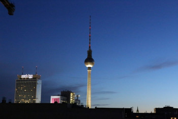 Nightly view of the tv tower in Berlin from Prenzlauer Berg.