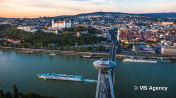 The stately castle is located on a 280ft rock north of the Danube.