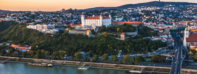 The stately castle is located on a 280ft rock north of the Danube.