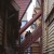 In the narrow alleys of the district.