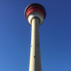 The 190.8-meter (626 ft) Calgary Tower from below.
