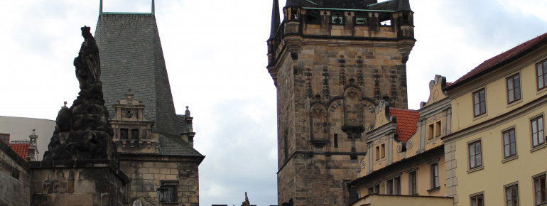 Entering the bridge from this side, you pass by Old Town Bridge Tower.