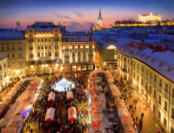 The market places are traditionally lit by thousands of lights during Christmas time.