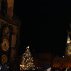 The Astronomical Clock, the Christmas tree, and famous Týn Church.