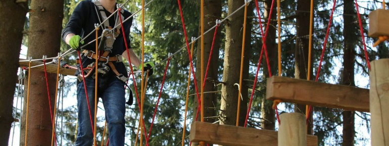 Some of the bridges in the climbing forest are quite wobbly.