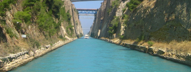 Passing through the Corinth Canal