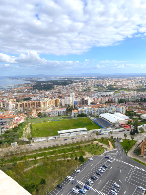 The view from the statue of the Portuguese capital.
