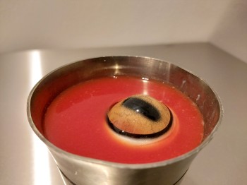 Disgusting or a delicacy? At the museum, goat’s eye is served in tomato juice.