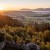 Sunrise at the Eisenberg castle ruins Eisenberg.