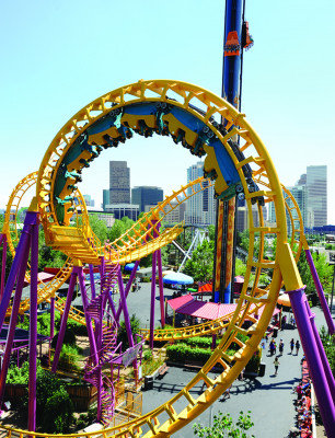 One of the thrill rides at Elitch Gardens Theme & Water Park in Denver, Colorado.