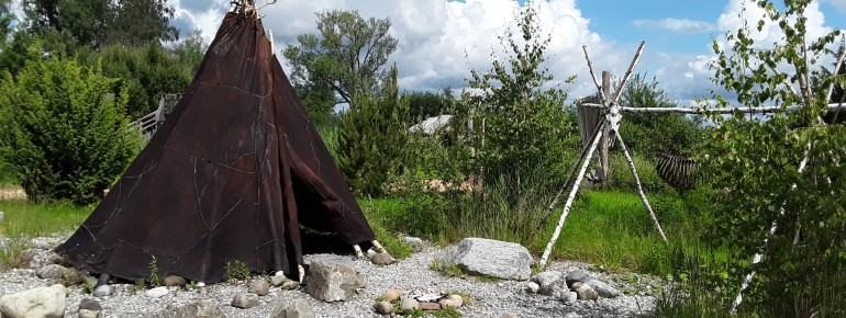 A reconstructed Ice Age hunting camp.