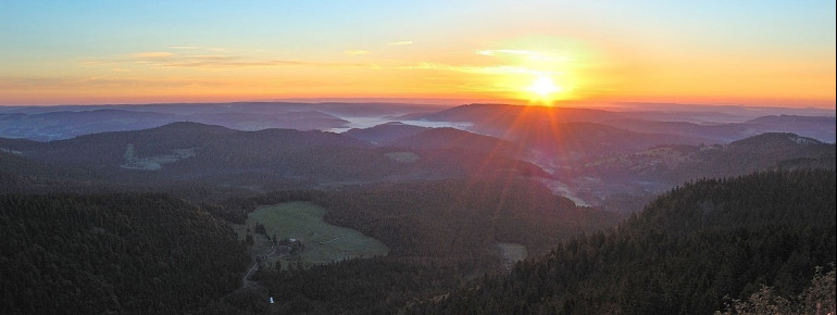 Sun rise on the peak of Feldberg.