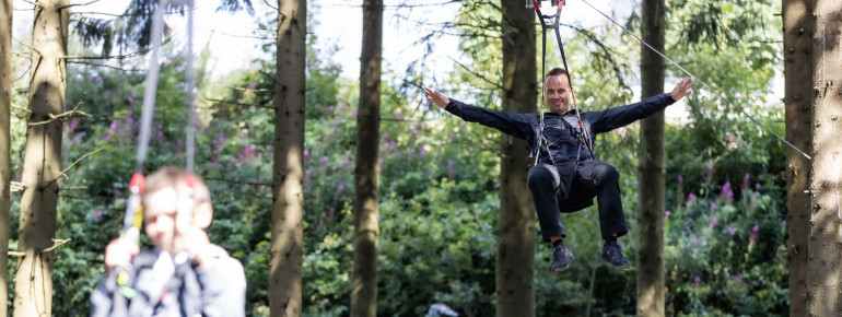 Some parts of the Fly-Line runs directly above the bike park.