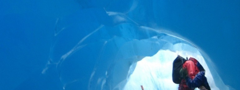 Blue ice tunnel