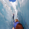 Hiking through a crevasse