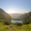 The lower Gaisalp Lake is nestled between the Rubihorn and the Gaisalphorn.