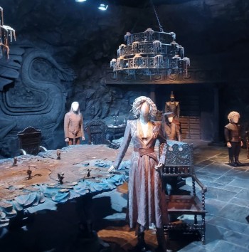 The exhibition includes original props that were used during filming.