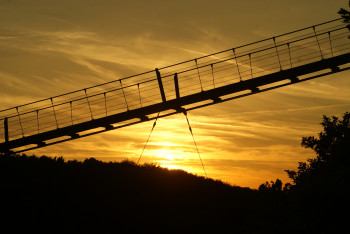 Sunset at the Geierlay suspension bridge.