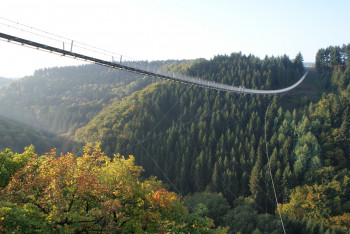 The bridge sits at a dizzying height.