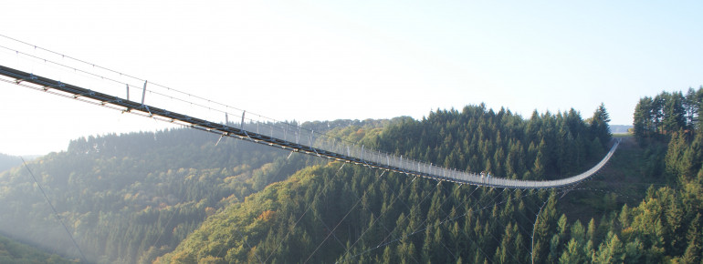 The bridge sits at a dizzying height.