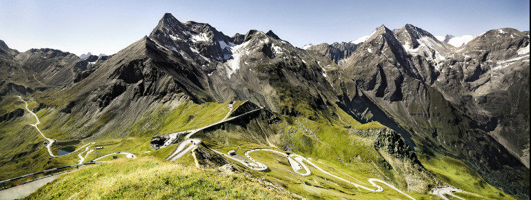 The Grossglockner High Alpine Road winds its way from north to south.