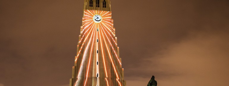 Lights on the facade.