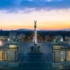 Heroes' Square in the golden light of dusk.