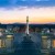 Heroes' Square in the golden light of dusk.