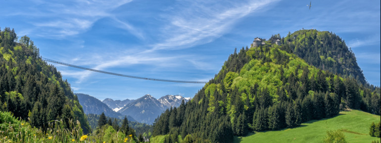 The highline179 stretches across the valley through which the B179 runs.