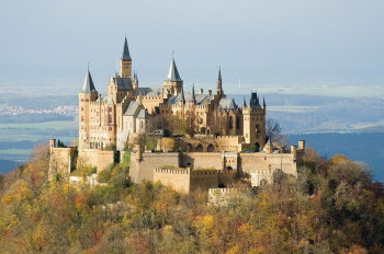 The Hohenzollern Castle sits on a 855 meter hilltop.