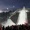 The ski jump in the evening.