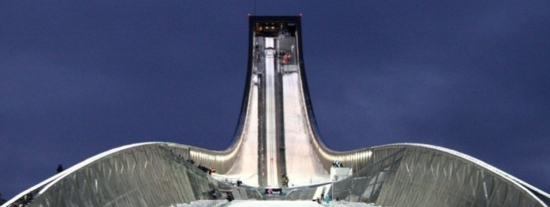 The ski jump towers 60 meters into the sky.