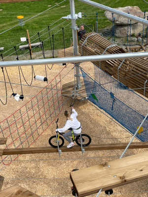A highlight of the climbing garden is the bike station.