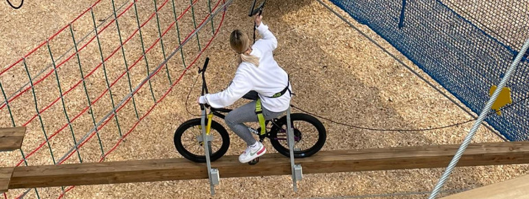 A highlight of the climbing garden is the bike station.