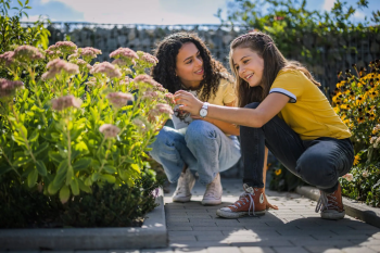 In the theme park, children can playfully explore the diversity of native plants and habitats.