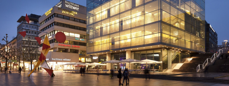 Special exhibitions can be found inside the glass cube.