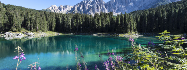 Lago di Carezza is also known as the Rainbow Lake.