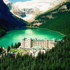 Hotel in front of the picturesque landscape scenery Lake Louise