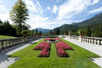 Terrace gardens in the Linderhof Palace Park.