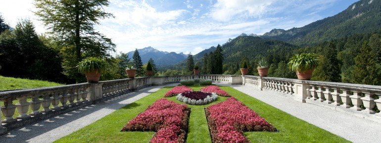 Terrace gardens in the Linderhof Palace Park.