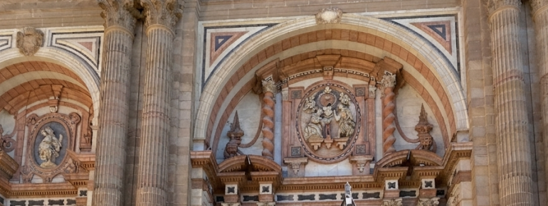 The cathedral unites several architectural styles from different phases of construction.