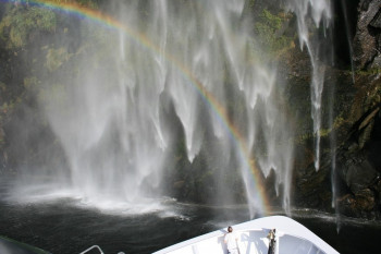 After all that water pouring from above, a magical rainbow appears