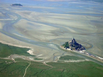 Mont Saint-Michel looked at low tide from above