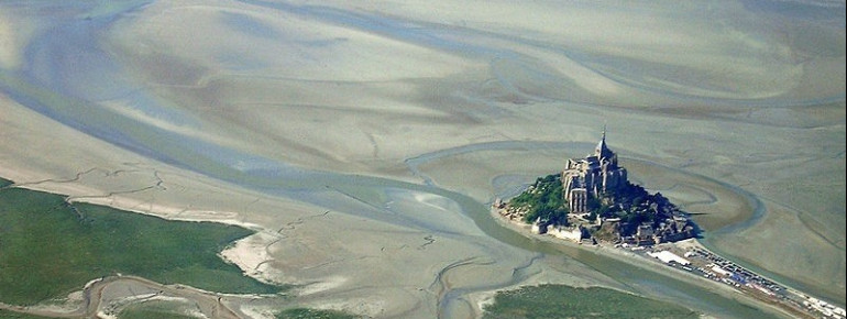 Mont Saint-Michel looked at low tide from above