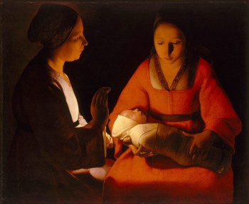 Georges De La Tour (1593-1652), "The New-born", painted in the 1640s, oil on canvas