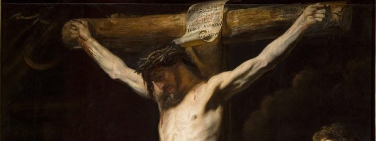 Jacob Jordaens (1593-1678), "Crucifixion", oil on wood panel