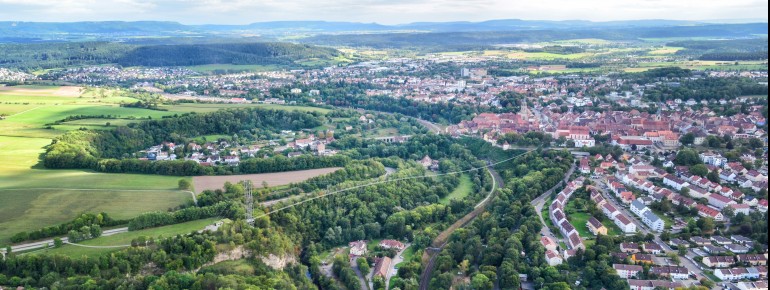 The Neckarline in Rottweil is a 606-metre suspension bridge spanning the Neckar Valley in the Northern Black Forest at a height of around 60 metres.