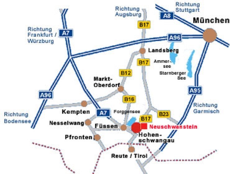 Schloss Neuschwanstein Landkarte