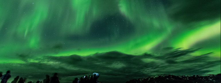 Aurora Borealis, an hour's drive away from the city of Reykjavík, on April 12, 2018.